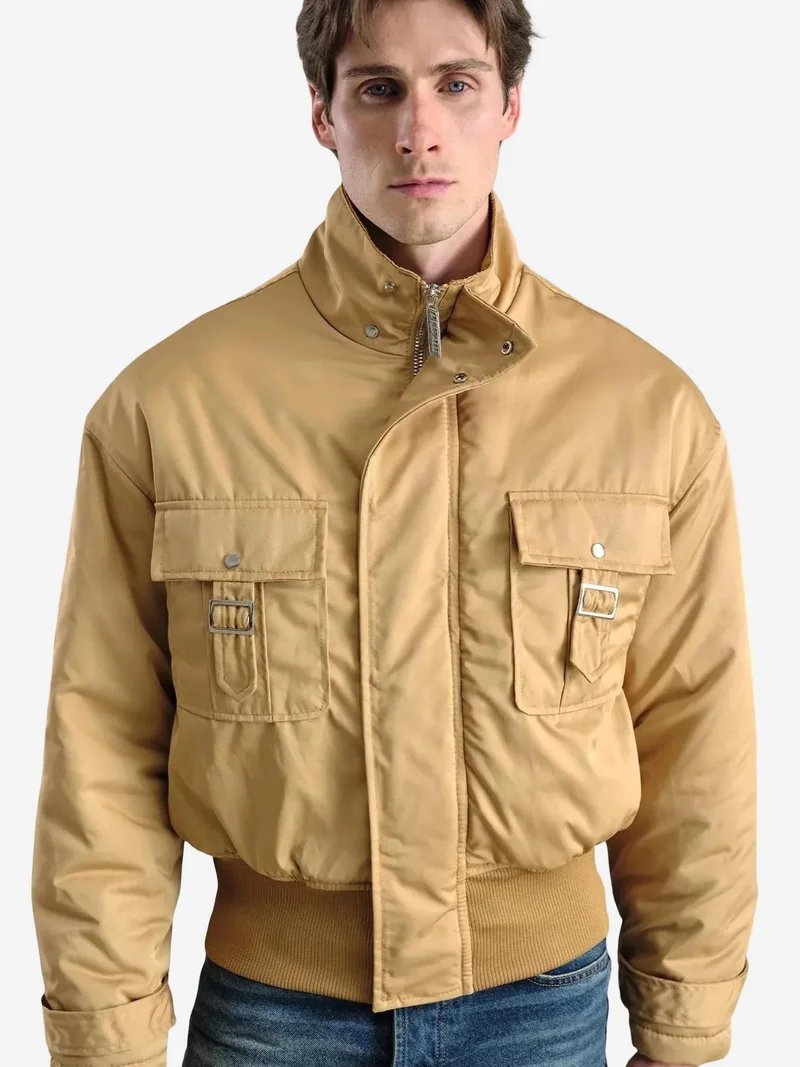 Giesto Natural GIESTO Pocket Detailed Jacket with Zipper Closure for Men | Best Price UAE